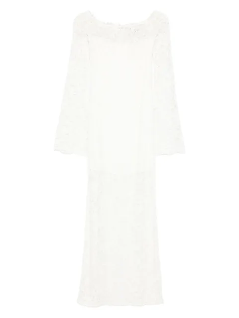 MANURÍ lace-embellished long-sleeve midi dress White MRFW25DR9VIPL0802