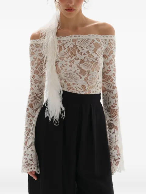 MANURÍ Nomi lace bell-sleeve top White MRFW25BL9VIPL09