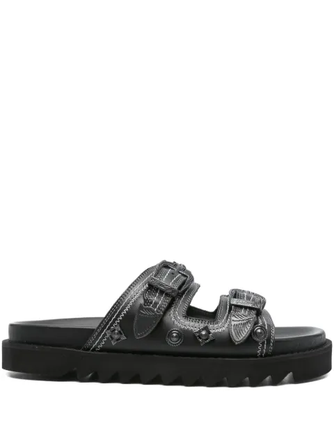 Toga Virilis buckle-embellished leather sandals Black FTVRM143509009
