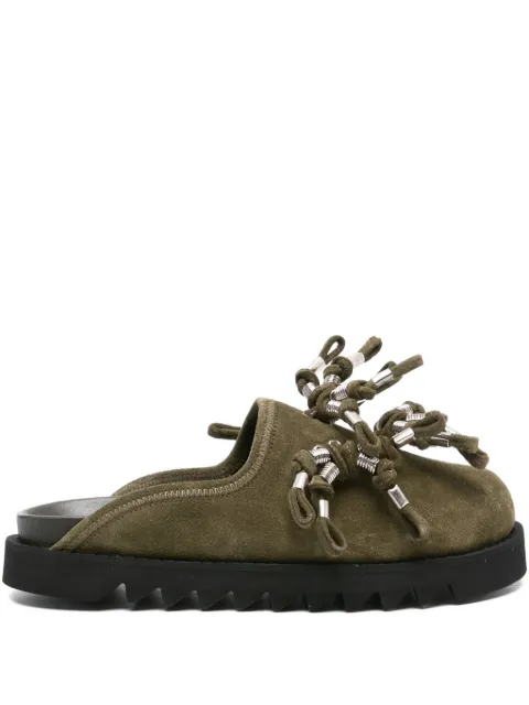 Toga Virilis knotted-detail suede mules Green FTVRM142803101