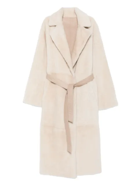 Manzoni 24 lamb-shearling belted coat Neutrals 25M1337RS21