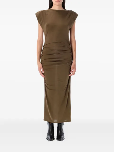 MARANT ÉTOILE padded-shoulder midi dress Brown RO0802FAC3K01E67KI
