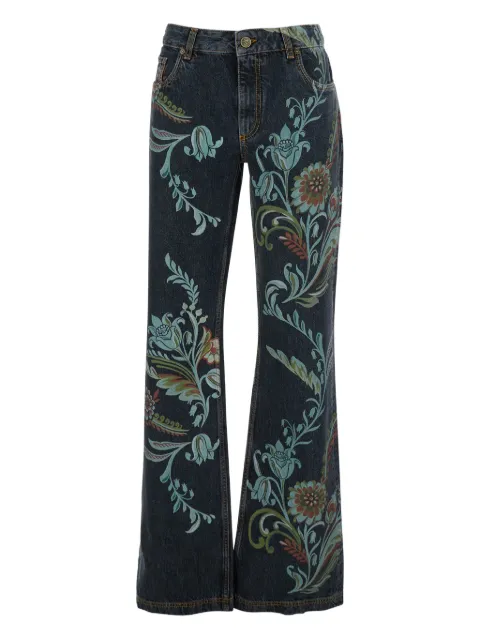 ETRO floral print straigh-leg jeans Blue WRNB0029AKD39