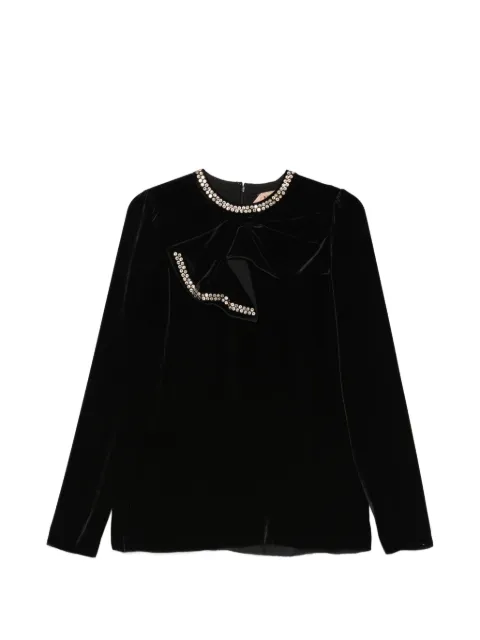 Nº21 crystal-embellished bow-detail top Black 25IN2M0G1015388