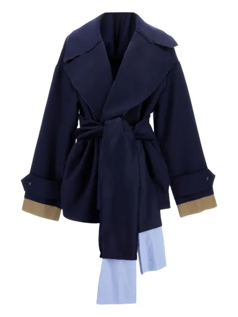 Jejia belted-wrap coat Blue MJD508ATEX50J0013