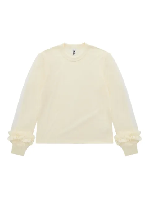 Noir Kei Ninomiya ruffled-sleeve sweatshirt Neutrals 3PT006