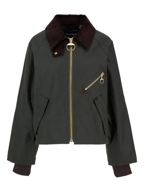 Barbour corduroy-collar zip-front jacket Green LWX1482OL52