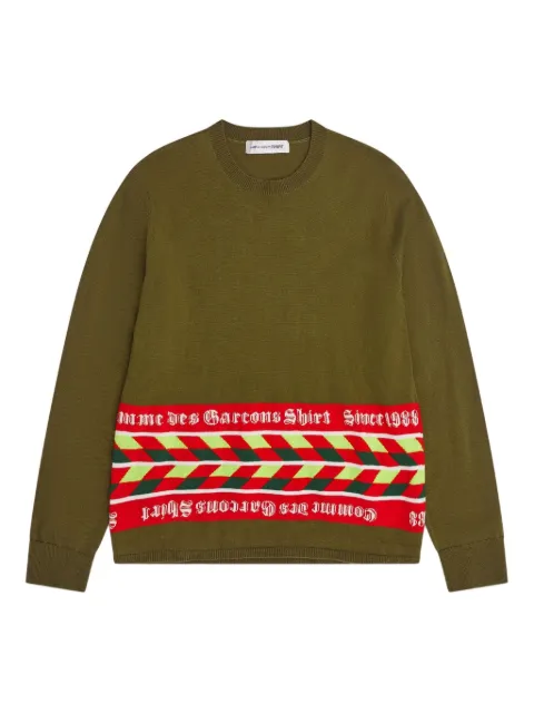Comme Des Garçons Shirt striped-panel sweater Green FPN002