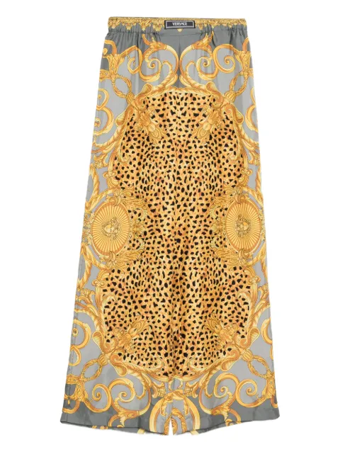 Versace printed silk twill pants Yellow 10209721A16366