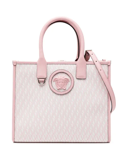 Versace small V Allover La Medusa tote bag Pink 10058611A16242