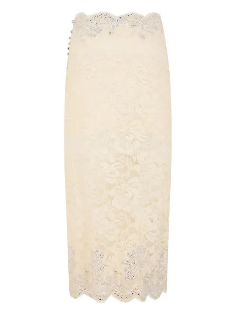 Rabanne lace scalloped-hem midi skirt Neutrals 25HJJU120PA0170