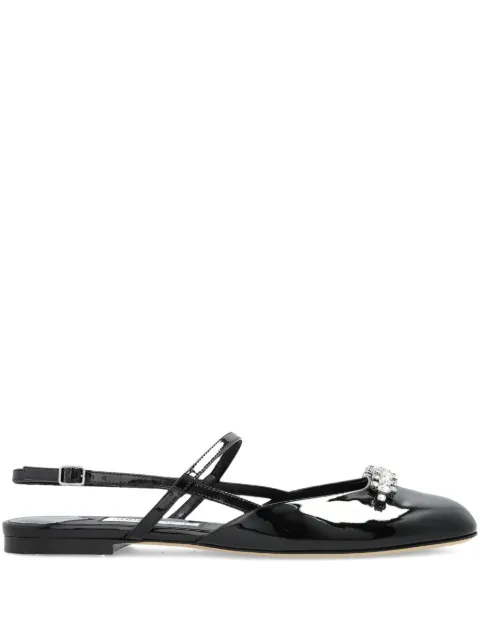 Jimmy Choo crystal-embellished slingback pumps Black BELINDASBFLATPAT