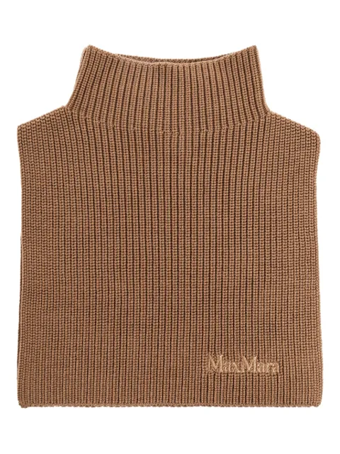 Max Mara ribbed high-neck virgin-wool scarf Brown 2524746052600