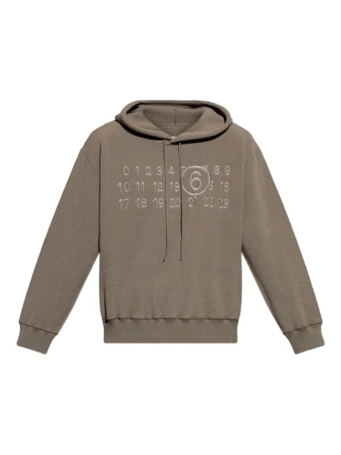MM6 Maison Margiela numbers-embroidered fleece hoodie Brown SH0GU0028M20126