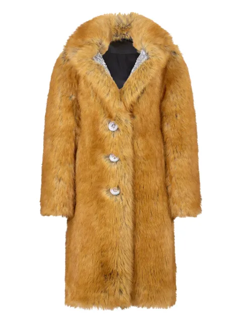 Rabanne embellished-lapel fur coat Yellow 25HCOW041PO0392