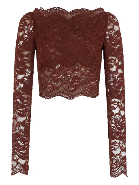 Rabanne boat-neckline long-sleeve top Brown 25HJTO845PA0170