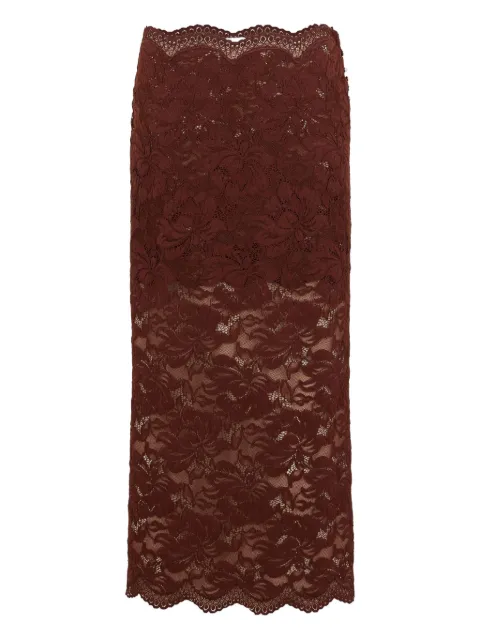Rabanne lace floral midi skirt Brown 25HJJU598PA0170