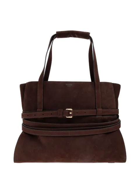 Moschino Tie Me belted suede tote bag Brown MC4015PP1NOJ0