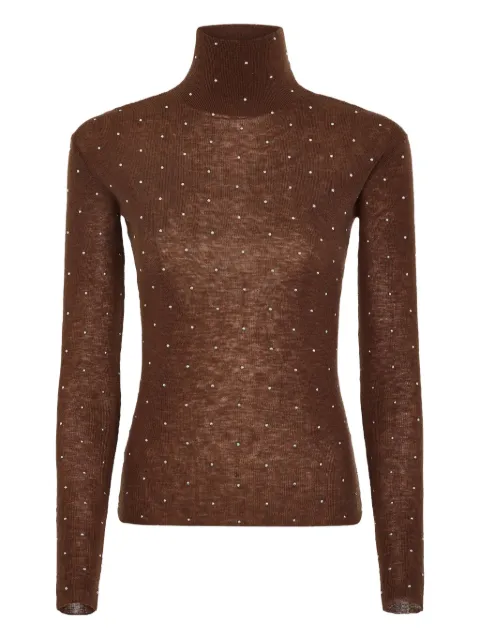 Rabanne embellished-details turtleneck top Brown 25HMPU058ML0322