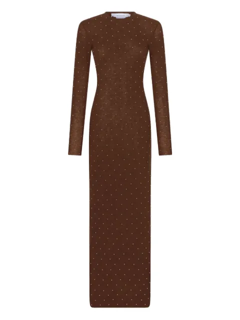 Rabanne embellished long-sleeved maxi dress Brown 25HMRO156ML0322