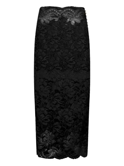 Rabanne lace scalloped-hem skirt Black 25HJJU120PA0170