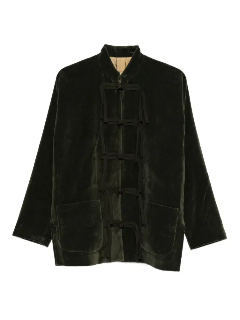 Uma Wang knotted velvet jacket Green W5MUP6017