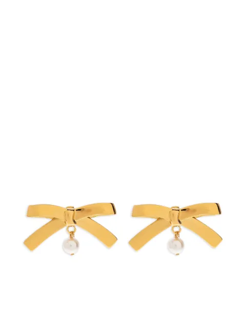 Moschino bow-shape pearl-embellishment earrings Gold 25271A91168407