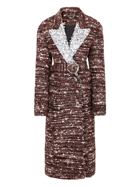 Rabanne sequin-embellished belted coat Red 25HCOW067LA0348