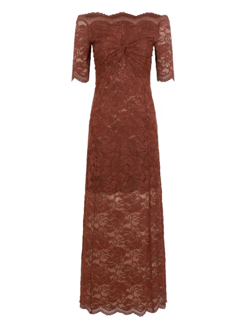 Rabanne off-shoulder lace midi dress Brown 25HJRO106PA0170