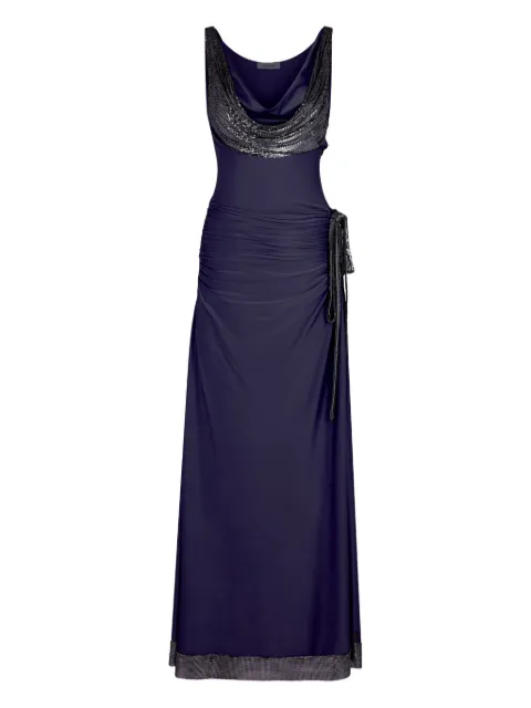 Rabanne cowl-neck sequin-detail dress Blue 25HIRO069MH0006