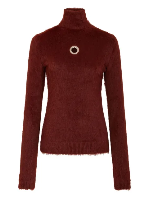 Rabanne eyelet-detail long-sleeves sweater Red 25HMPU072ML0324