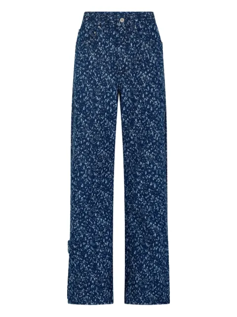 Rabanne splatter-print baggy jeans Blue 25HCPA056CO0524
