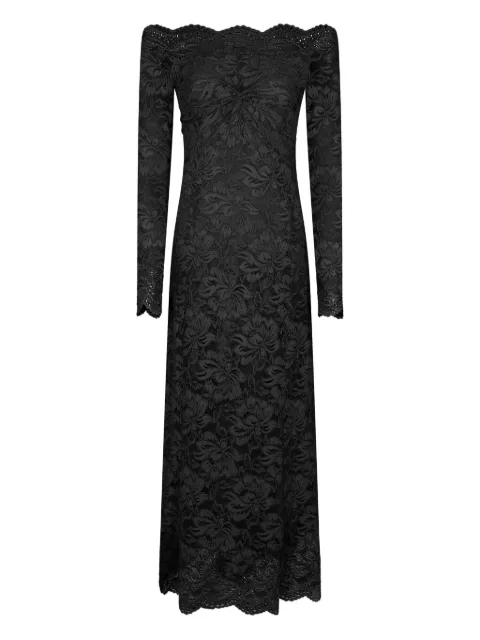 Rabanne laced floral-print maxi dress Black 25HJRO209PA0170