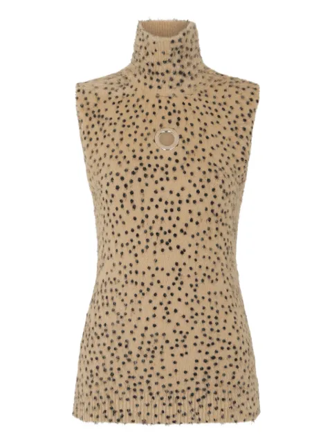 Rabanne turtleneck polka-dot print top Neutrals 25HMPU073ML0324