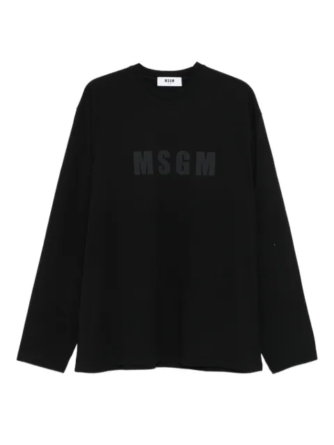 MSGM logo-print long-sleeve T-shirt Black 3940MM100SE257590