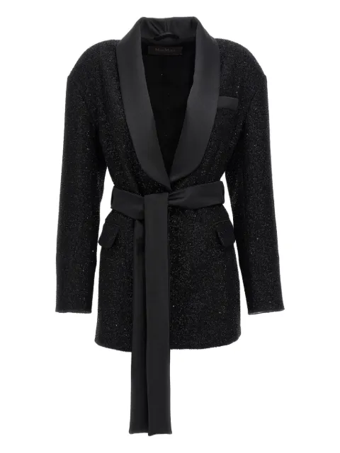 Max Mara sequin-embellished shawl-collar blazer Black PAU001
