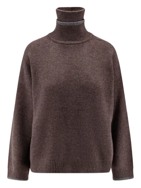 Brunello Cucinelli roll-neck embellished sweater Brown M12527204CNE47