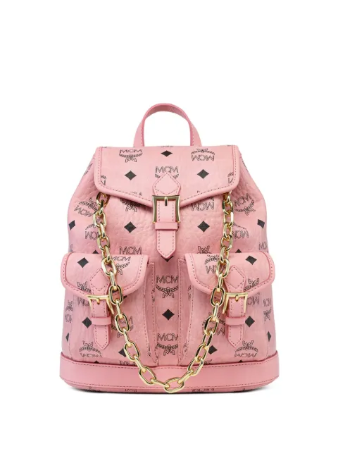 MCM Aren visetos chain backpack Pink MWKFATA02PZ