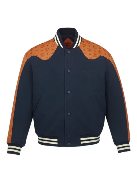 MCM Ponte Varsity monogram bomber jacket Blue MHJFAMM01VC