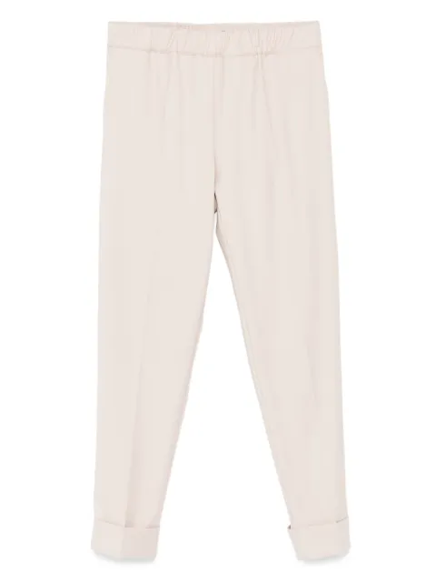 D.Exterior elastic-waistband cuffed trousers Neutrals 61756