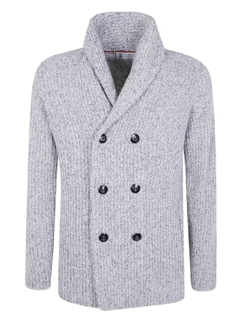 Brunello Cucinelli shawl-collar double-breasted cardigan Grey MRI503216CJM72