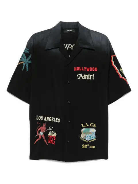 AMIRI Sinners embroidered-details short-sleeve shirt Black AMSTCA1153