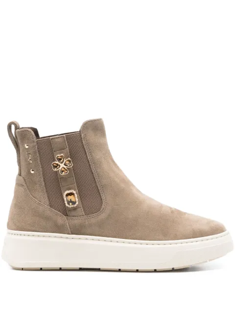 NERO GIARDINI panelled embellished suede boots Neutrals I514172D501