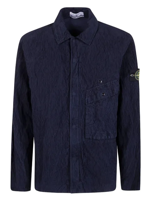 Stone Island corduroy logo-patch shirt Blue K2S151200020S0229