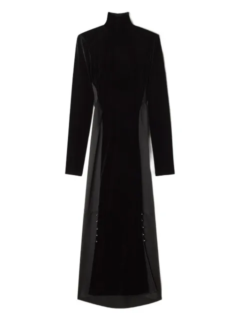 Lanvin velvet high-neck midi dress Black RWDR02086108