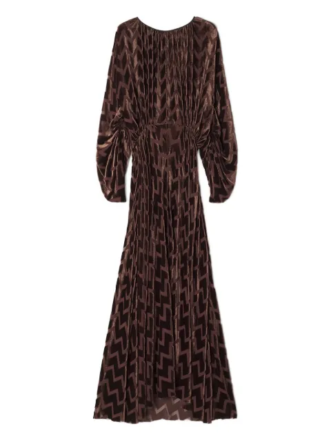 Lanvin chevron-pattern maxi dress Brown RWDR00586201