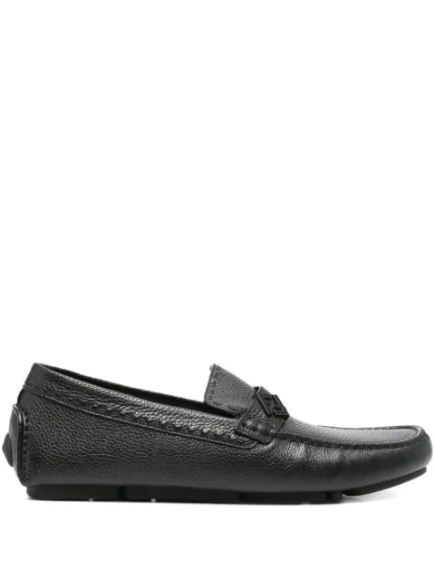 FENDI leather logo-plaque loafers Black 7D1682TDK