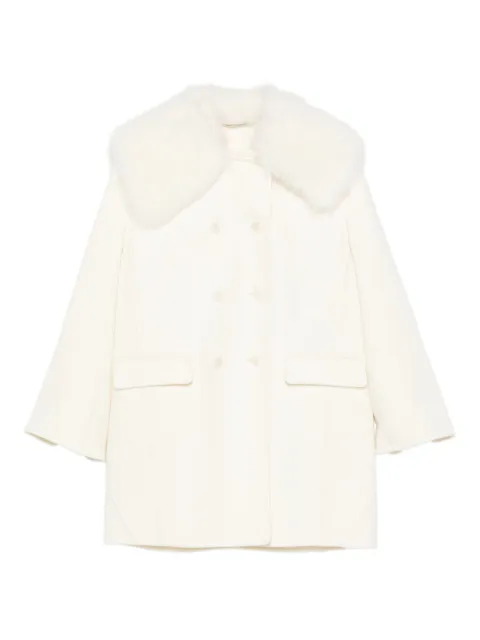 Ermanno Scervino shearling-trim double-breasted coat Neutrals D476D307MTGVJ