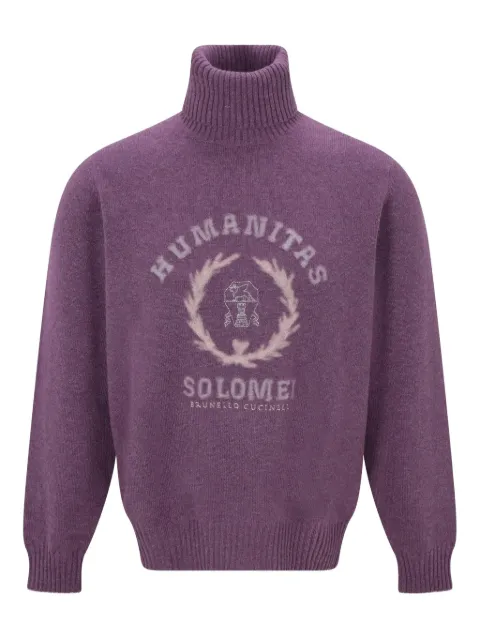 Brunello Cucinelli roll-neck logo sweater Purple M22707303CJP81