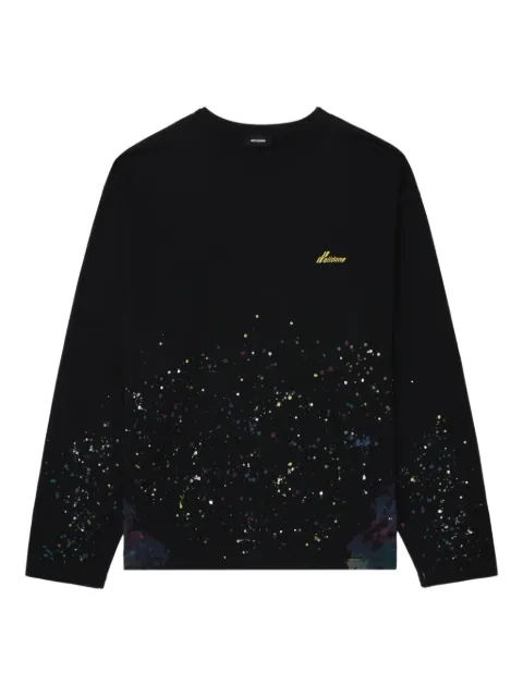 We11done paint-splatter long-sleeved T-shirt Black WDTT225734UBK